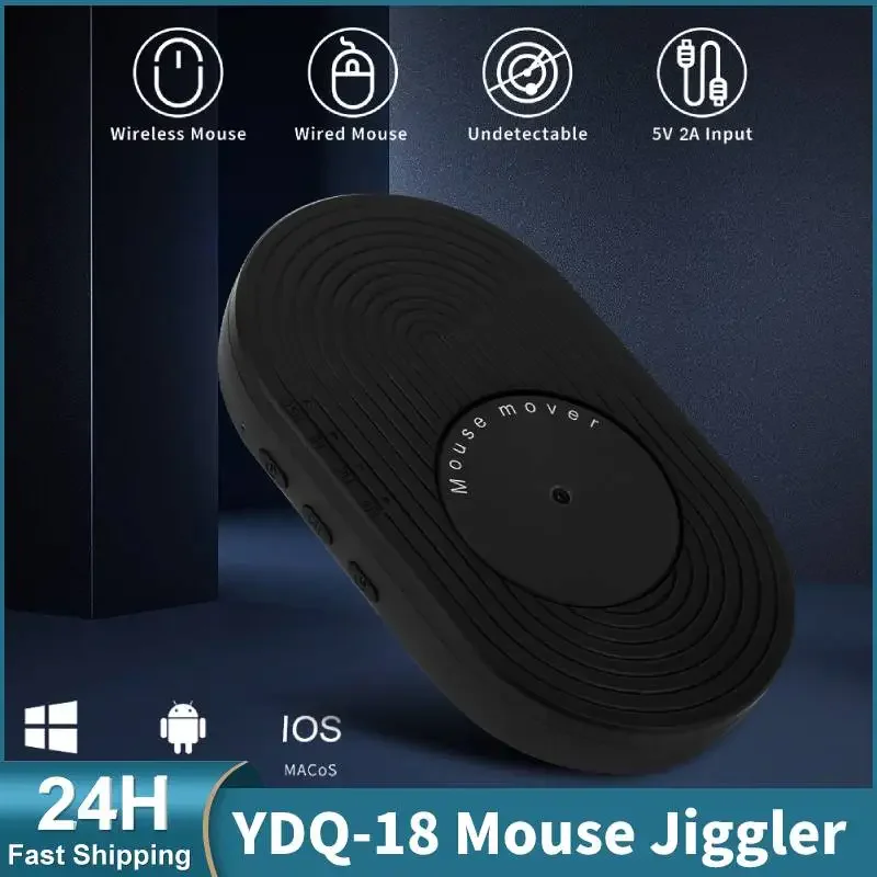 USB-Maus-Jiggler mit Knopf, verstellbarer Maus-Mover, kabelgebundene kabellose Maus, kompatibel zum Erwachen des Computers, um den PC aktiv zu halten Image