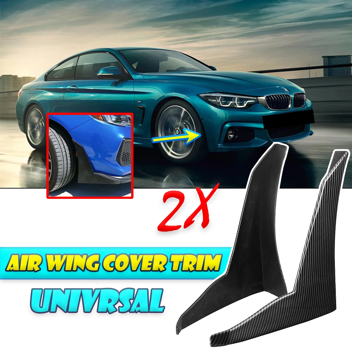 2PCS Universal Car Side Fender Vent Air Wing Cover Trim paraurti Lip Side Splitter Winglet per Subaru WRX STI per HONDA per TOYOTA