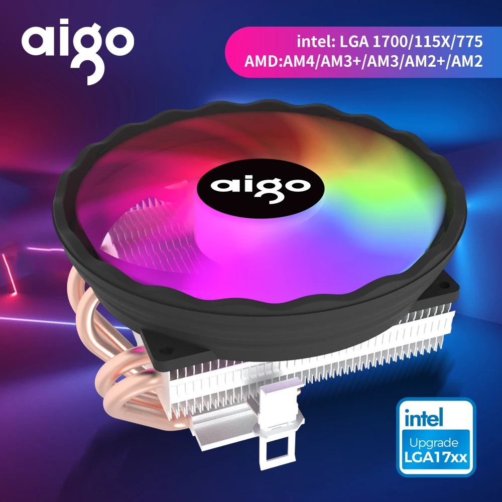 Aigo ICE400X 4 tubi di calore ventola di raffreddamento della cpu RGB 4 pin PWM ventola per case del computer silenziosa Intel LGA 1700 1200 1150 1151 AMD AM3 AM4