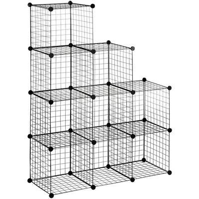 Steckregal, Regalsystem mit 9 Fächern, diy Würfelregal aus Drahtgitter, Stufenregal für Wohnzimmer, Image