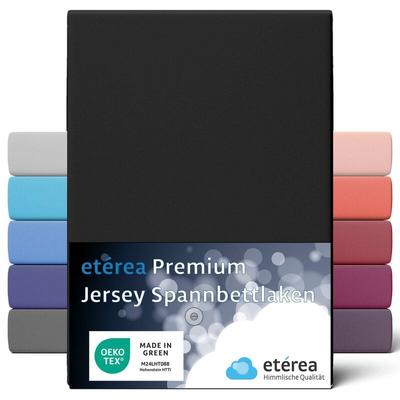 Etérea - Premium Jersey Spannbettlaken Schwarz 140x200 - 160x200 cm - Schwarz
