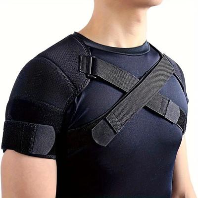 Double Shoulder Brace Sports Rotator Cuff Support Brace Belt, Double Elastic Adjustable Bandage Cross Compression for Men and Women for Back Pain