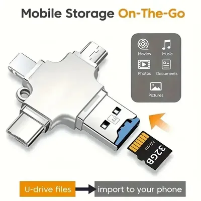 4 in 1 Memory Micro SD Card Reader for IPhone Ipad Android Mac PC Camera Type C Lighting TF Usb C