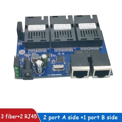 3F2E Fast Ethernet switch Converter 20KM Ethernet Fiber Optical Media Converter Single Mode 2 RJ45 3