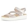 Keilsandalette GABOR, Damen, Gr. 44, beige (beige kombiniert), Ziegenveloursleder, Glattleder, sportlich, Schuhe, Sommerschuh, Riemchensandale mit regulierbaren Klettriemchen