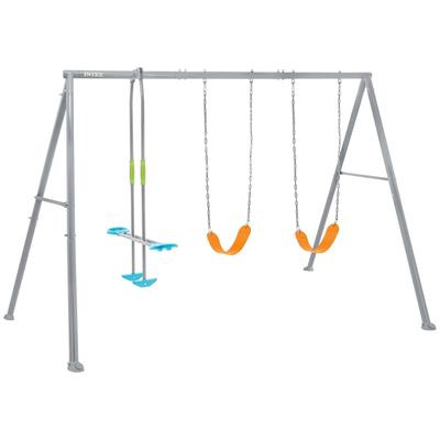 Schaukelkombination INTEX "SWING AND GLIDE THREE FEATURE SET", grau, Schaukeln, KinderB:254cm H:211cm L:343cm, Stahl, Kunststoff, B:254cm H:211cm L:343cm