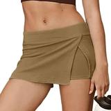 PXEVL Flowy Shorts Women with Pockets High Waist Tummy Control Athletic Smile Contour Sport Hiking Volleyball Shorts 3 / 5 / 8 Khaki XL