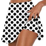 Brnmxoke Women s Summer Tennis Skorts Elastic Waisted Slim Fit Golf Athletic Skort Polka Dot Printed Yoga Skirt Shorts White S