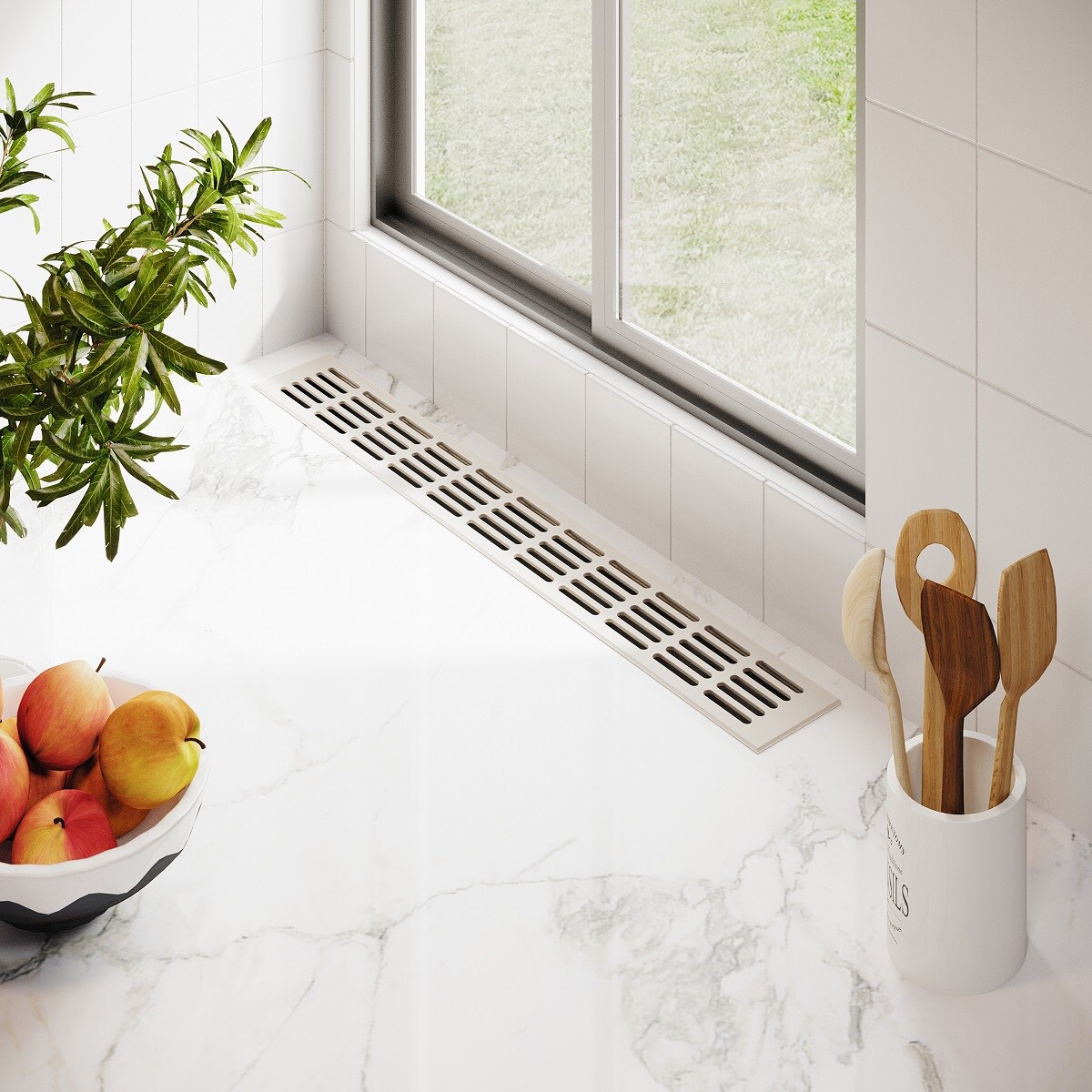 MS Beschläge Türgitter Weiß RAL9010 Breite 80mm x 400mm Lüftungsgitter Stegblech Ab- Zuluft Image