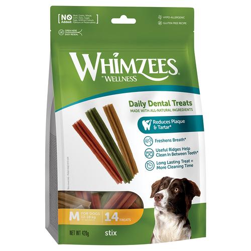 360g Whimzees Wellness Stix für Hunde Größe M: (12-18kg,14 Stück) Hundesnacks