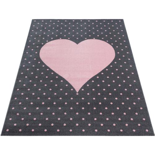 Kinderteppich AYYILDIZ TEPPICHE ""Bambi 830"" Teppiche Gr. B: 140cm, 11mm, L: 200cm, pink Kinder Herz Motiv, Kurzflor