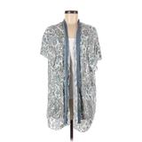 Ann Taylor LOFT Kimono: Silver Tops - Women's Size Medium
