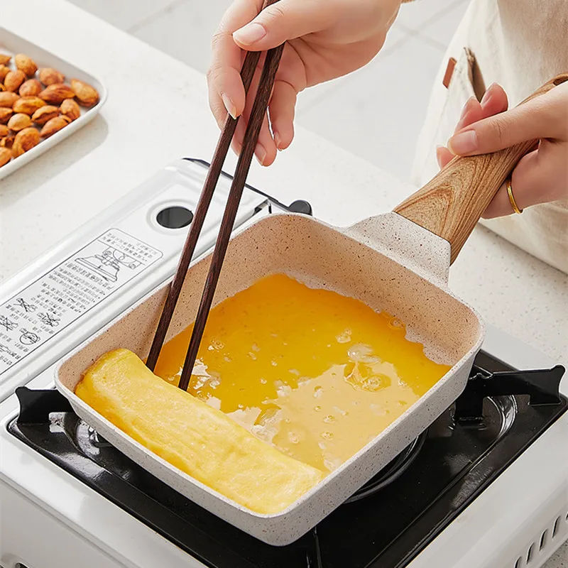 Poêle à omelette épaisse de cuisine, poêle antiadhésive carrée, rouleau d'œufs, Steak, petite poêle pour petit déjeuner, ustensiles de cuisine