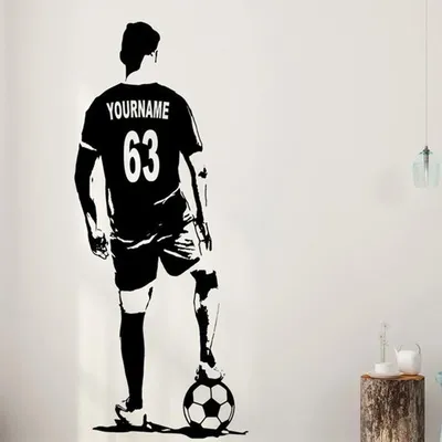 Fußball Wand Kunst-Name Fußball Aufkleber-Fußball fußball-player Wand decor-silhouette vinyl