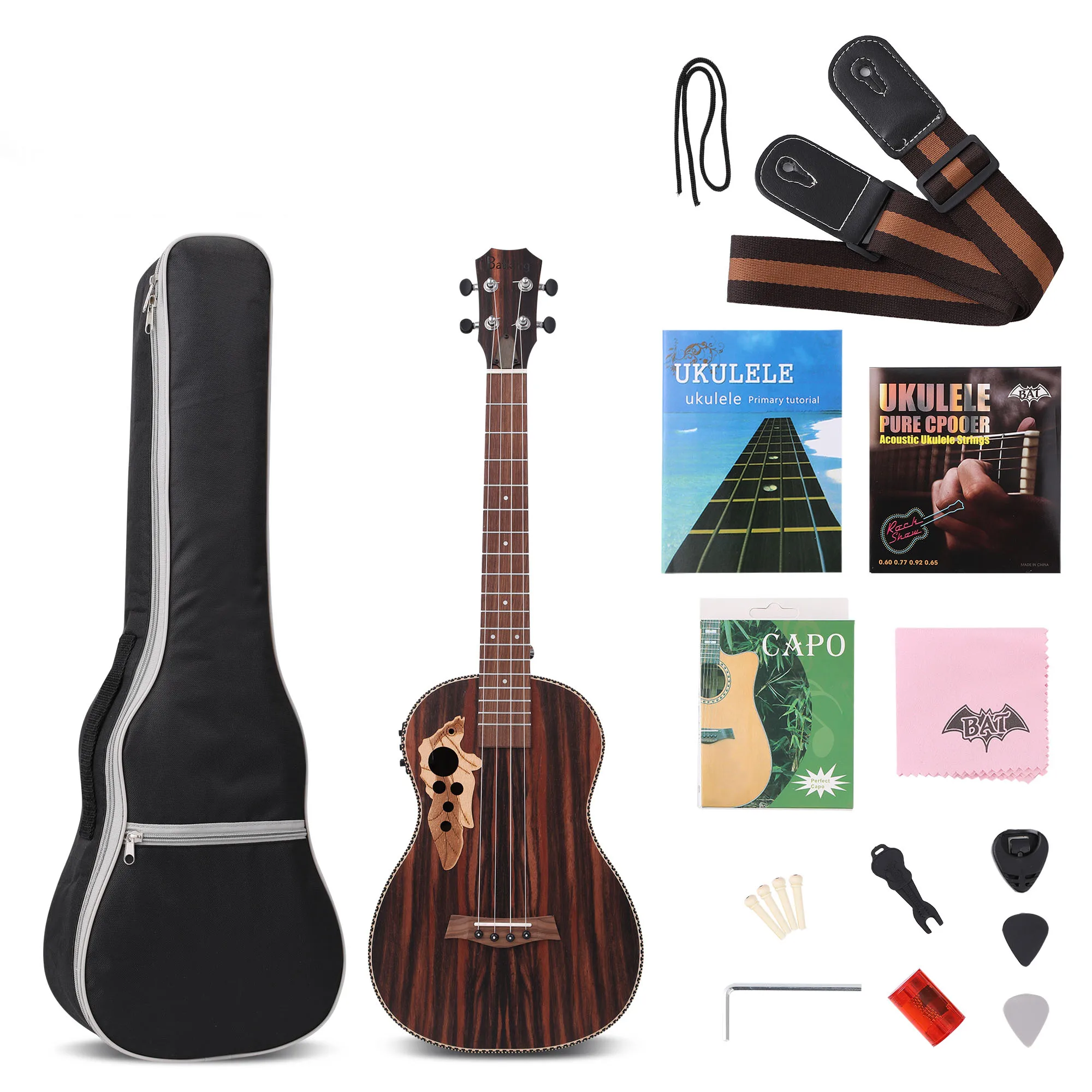 Batking Tenor Ukulele 26 Zoll alle Blackwood Akustik Elektro-Ukulele-Kit mit Fachwerk stange mit EQ mit Gig Bag, Riemen, 26 "Ukulele Image