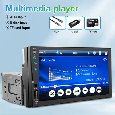 Autoradio universel 1 Din 7 pouces lecteur MP5 écran tactile HD lecteur de limitation FM entrée