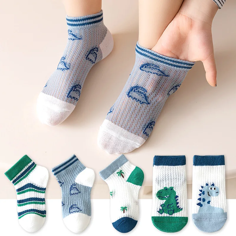 5 paia/lotto calzini estivi per bambini ragazzi ragazze moda bambino cotone solido selvaggio morbido traspirante bambini calzini casual in rete per 1-8 anni