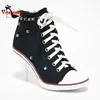 Frühling Herbst Europa Amerika Stil Mode Dünne High Heels Nieten Spitze-up Denim Frauen Casual Leinwand Pumpen Schuhe Größe 34-42