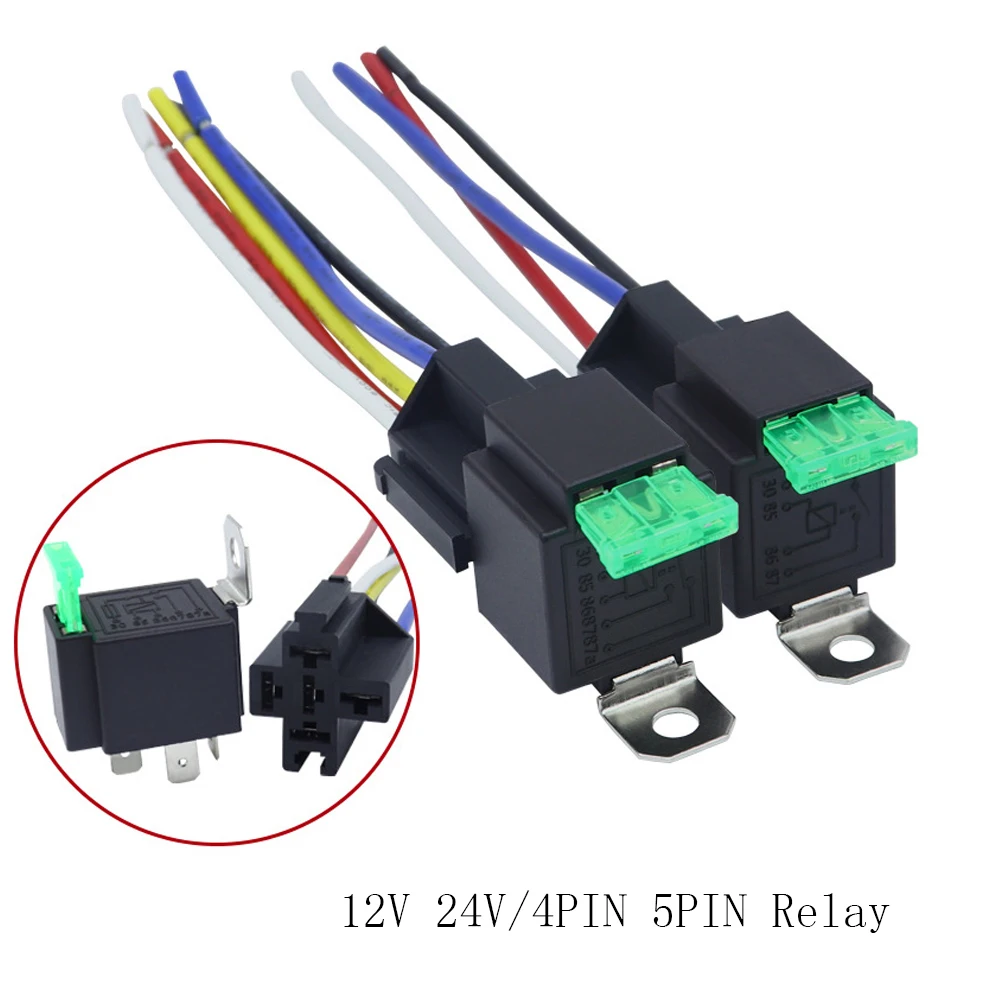 DC 12V/24V 4 Pin 5 Pin 30A Relè automobilistico impermeabile con presa Relè per auto Relè automatico Fusibile Bobina 1.8W Relè di tensione Veicolo