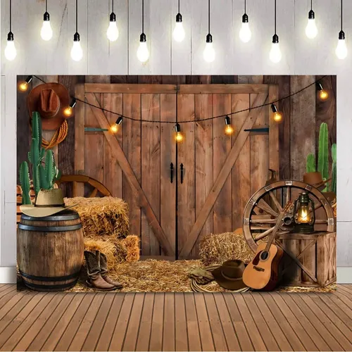 Western Cowboy Hintergrund Stoff themen orientierte Party Dekoration Retro Farm Holz Landschaft Stil