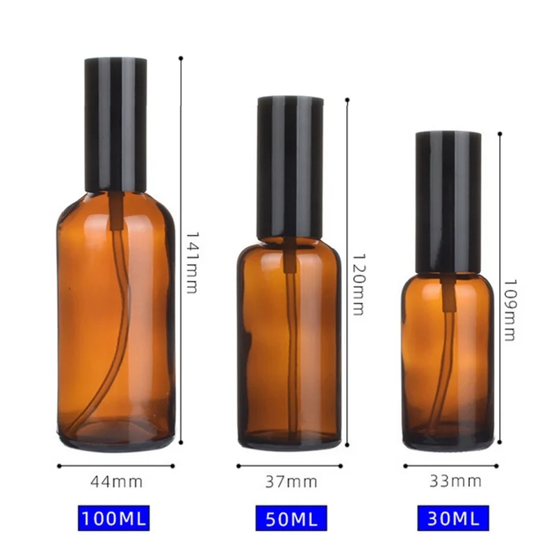 30ml 50ml 100ml Bottiglia spray in vetro ambrato Bottiglia riutilizzabile da viaggio Bottiglia di profumo Spruzzatore Atomizzare Bottiglia di olio essenziale