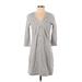 Lilly Pulitzer Casual Dress - Sweater Dress V-Neck 3/4 Sleeve: Gray Marled Dresses - Women's Size Small