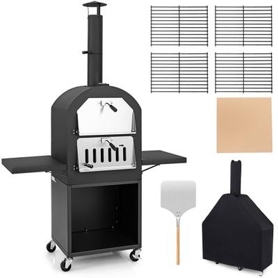Costway Outdoor Pizza Oven with Protective Cover and Grill Racks and Built-in Thermometer