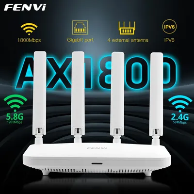 FENVI AX1800 WiFi6 Router Dual Band 2.4G/5.8GHz Gigabit Lan Wireless Mesh MIMO-OFDMA WPA3 Safety