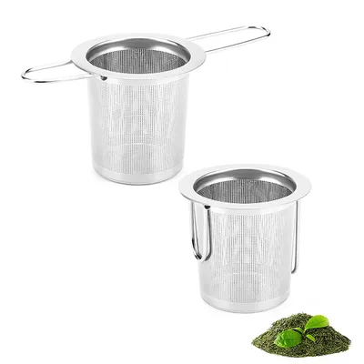 LMETJMA Tea Infuser Stainless Steel Tea Strainer Folding Handle Tea Filter Fine Mesh Strainer Basket for Loose Leaf Tea JT24
