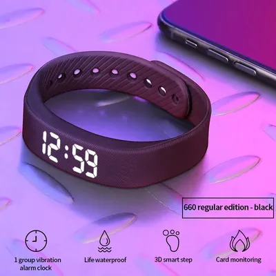 W5Sv Smart Bracelet Vibration Alarm Clock Reminder Sleep Monitoring 24 Hours Pedometer Rechargeable