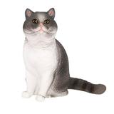 Short Haired Cat Ornament Plastic Craft Home Decoration Indoor Crafts Child White