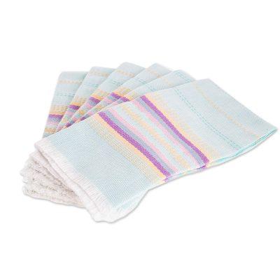 Traditional Taste in Blue,'Handloomed Cotton Napkins (Set of 6)'