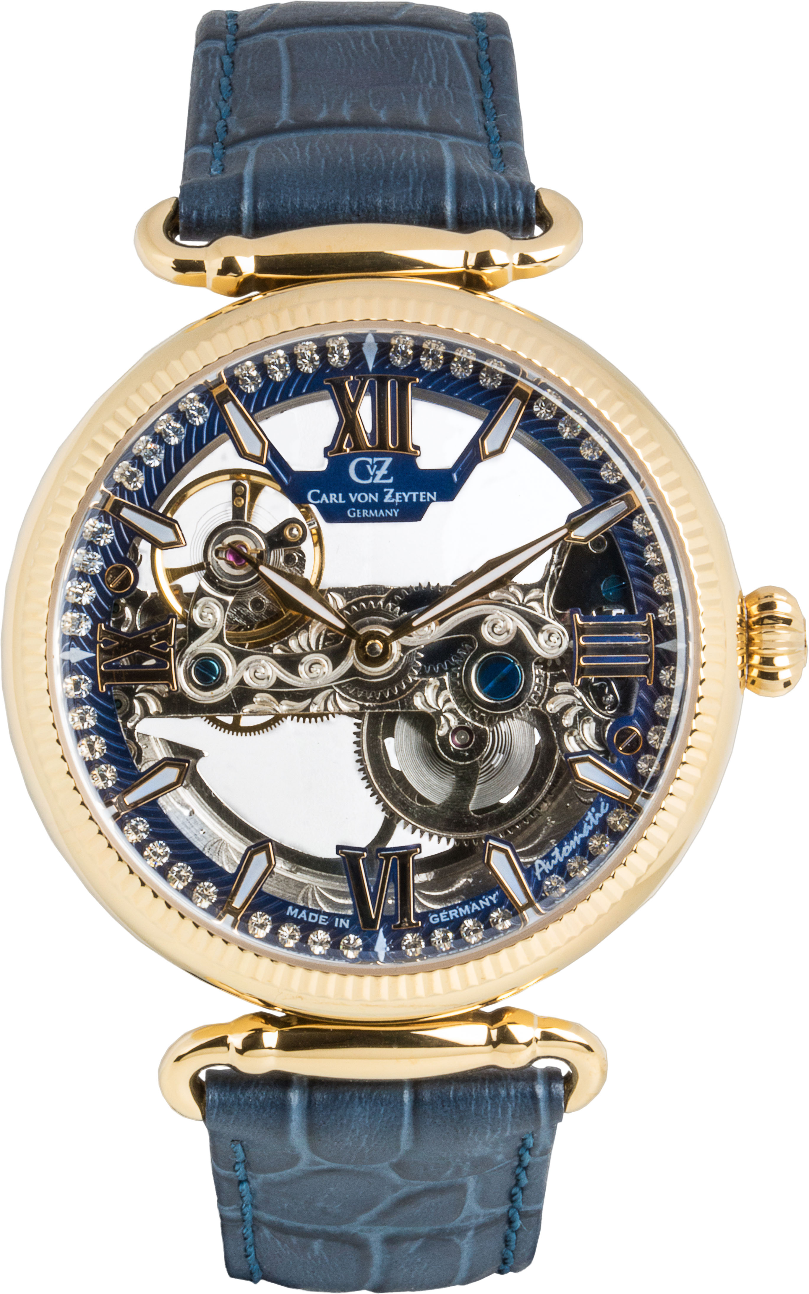 Automatikuhr CARL VON ZEYTEN "Häusern", blau, Armbanduhren, Damen, Automatikuhr, Armbanduhr, mechanische Uhr, Damenuhr, Made in Germany