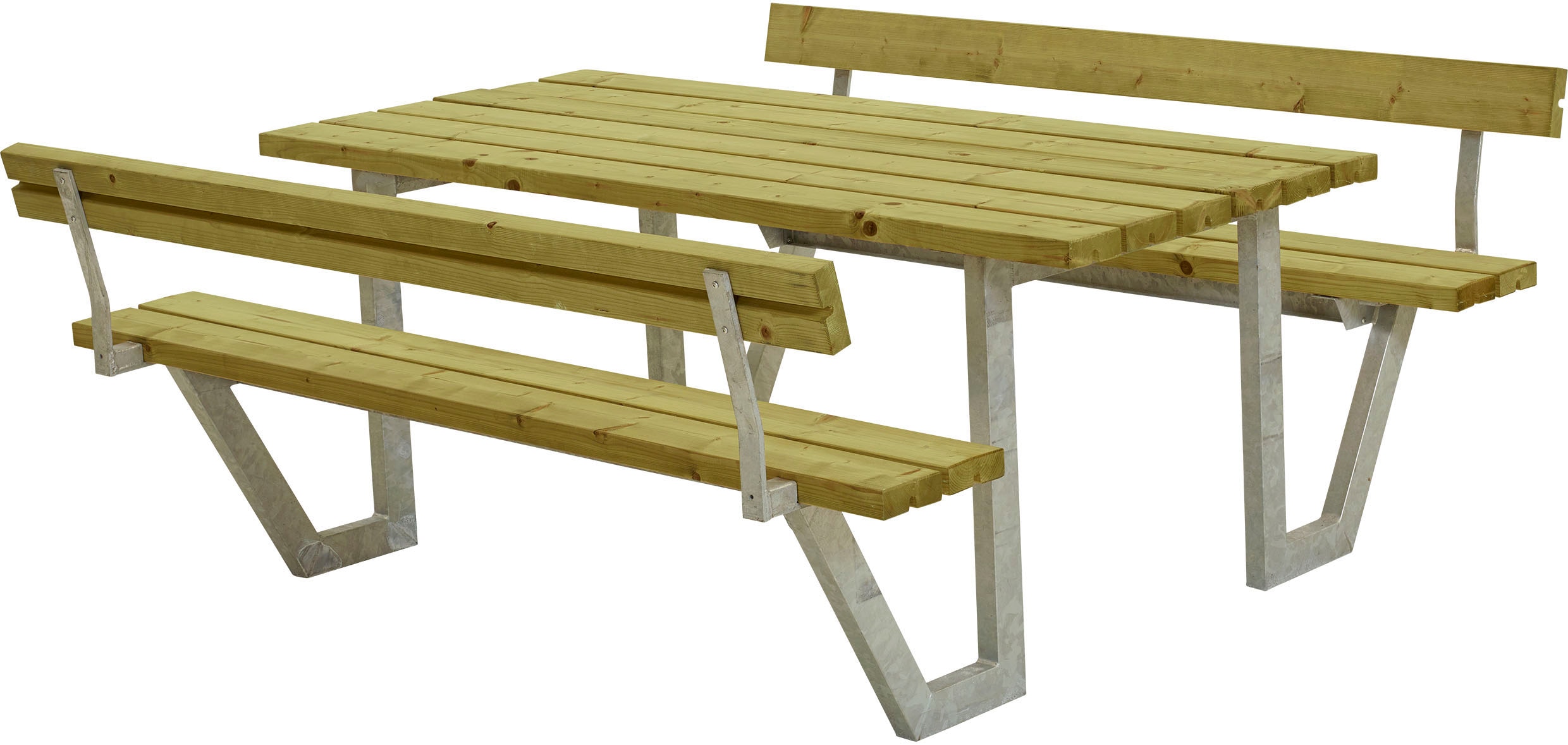 Garten-Essgruppe PLUS "»Wega« Kombimöbel mit 2 Rückenlehnen", beige (natur), B:185cm H:76cm T:177cm, FSC-zertifizierter Holzwerkstoff, Stahl, Sitzmöbel-Sets, 177x185x76/45 cm Image