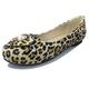 Gicoiz Office Flats Womens Work Comfy Round Toe Dolly Shoes Closed Toe Loafers Work Lovely Ballet Casual Girls Shoes Leopard-Yellow Size 9-45