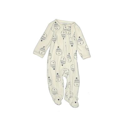 Carter's Long Sleeve Onesie: Ivory Print Bottoms - Size 3 Month