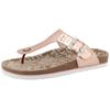 Zehentrenner TOM TAILOR "Greta", Damen, Gr. 38, rosa (rosegold), Lederimitat, metallic, casual, Schuhe Zehentrenner, Sommerschuh, Dianette, Schlappen mit T-Logo-Niete