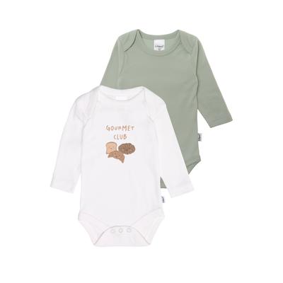 Body LILIPUT "Gourmet Club", Baby, Gr. 86/92, EURO-Größen, grün (weiß, grün), 100% Baumwolle, bedruckt, Rundhals, Langarm, Bodies, mit praktischen Druckknöpfen Image