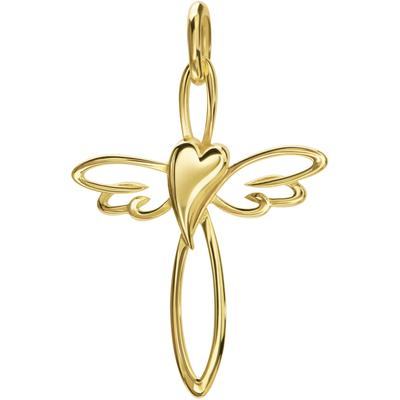 Ketten-Anhänger FIRETTI "Schmuck Geschenk Gold 333 Halsschmuck Anhänger Engel Kreuz Herz", gold (gelbgoldfarben), Schmuc