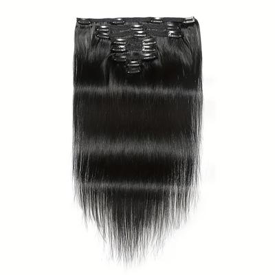 Straight Clip In Human Hair Extensions 8pcs/set Do...