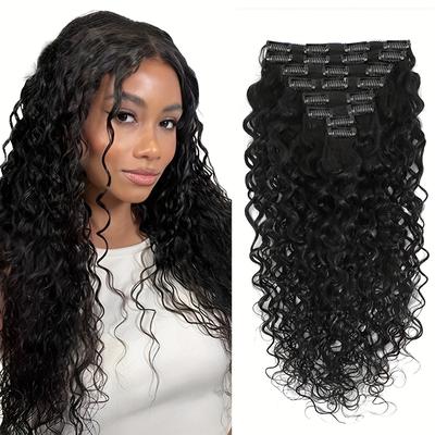 Water Wave Clip In Hair Extensions Hair Clips Hair Accessories Human Hair Wigs Brazilian Clip In 8 Pcs/set 10-24 Inch 120g