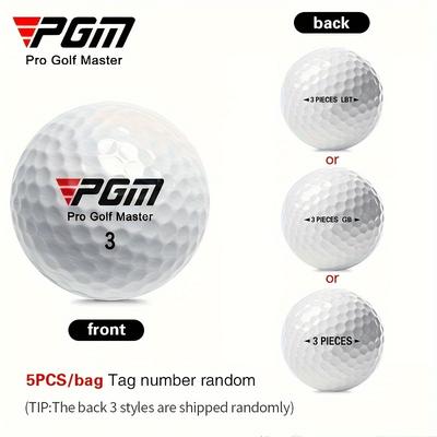 TEMU 5pcs White Golf Balls Three-layer Game Balls Weight 44g Hardness 80 Q002, Golf Accessories
