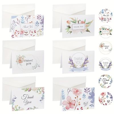 6pcs Thank You Cards With Envelopes, Thank You Greeting Cards Is The Perfect Encouragement Cards To Send To A Close Friend, Relative Or Loved 1 (6 Designs, With 6 Sealing Stickers)