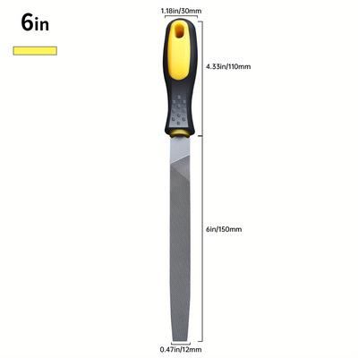 TEMU 1pc 6-12in Flat File Durable Steel File To Sharpen Tools And Deburr, Comfortable Anti Slip Grip, Double Cut Deburr Tool And Tool Sharpener For Professionals And Diy Image