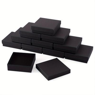 TEMU 18pcs, Kraft Filled Cardboard Jewelry Boxes, For Jewelry And Gift, Square, Black, 9.1x9.1x3cm, Packaging Box, Packaging Box, Party Favors, Birthday Decor, Wedding Decoration, Party Supplies