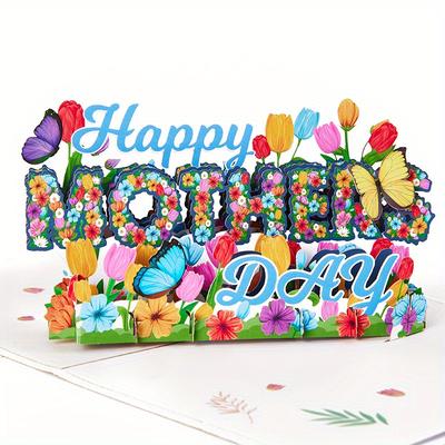 1pc Happy Mother's Day Pop Up Card, 3d Greeting Card For Thanksgiving, Mother's Day, Birthday, Size 18*13cm (7*5 Inch) Includes Envelope And Note Card