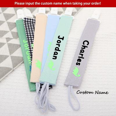 Customized Pacifier Clip With Name, Cotton Fabric ...