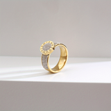 1pc Titanium Steel Plated Golden Numerals Inlaid Artificial Diamond Men's Ring Classic Luxury Trendy Ring