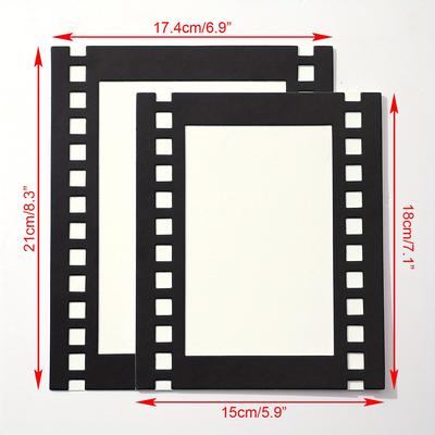 TEMU 5pcs Black Card Paper Photo Frame Combination Photo Wall, Retro Movie Film Paper Photo Frame, European And Black And White Photo Wall Hanging Wall, Home Decor Image