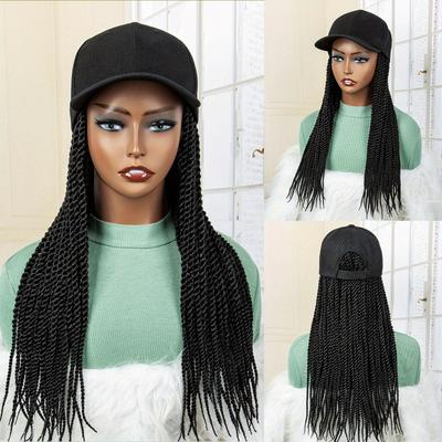 Long Box Braid Hair Wig With Baseball - Synthetic ...